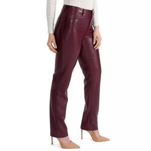 NWT Joie | Women’s Deep Burgundy Faux Leather Cozy Lined Straight Leg Pants Sz 4